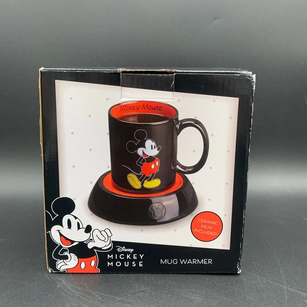 Disney Mickey Mouse Mug Warmer DMP-16 Black Red Ceramic 10oz Mug Set